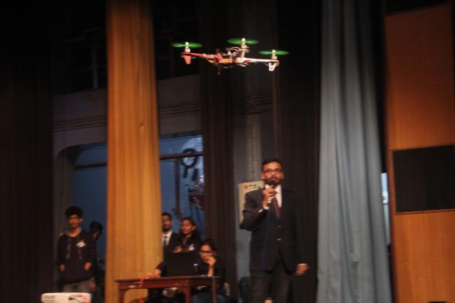 Flying drone in Kshitij, IIT Kharagpur